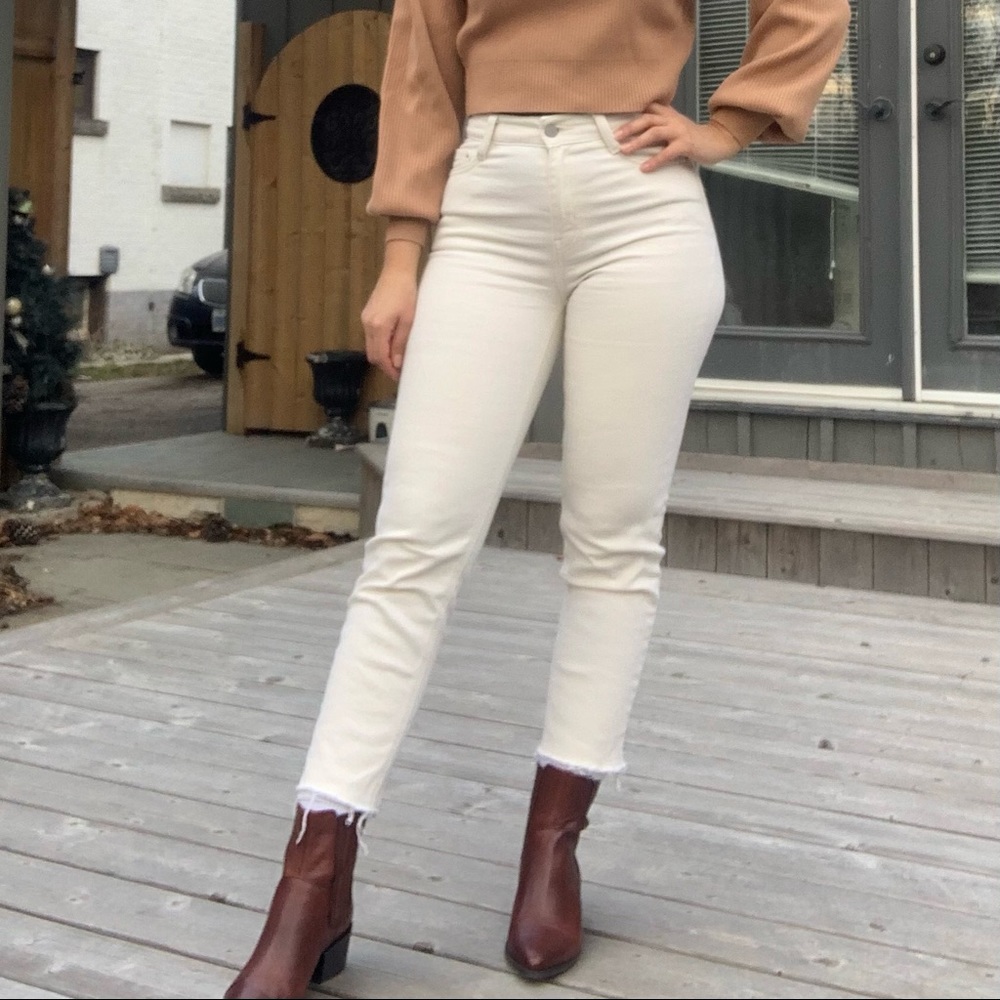 Oak and Fort Cream Slim Fit Jeans